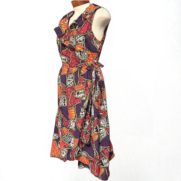 Ashro Plus Size Maxi Dress 18W Sleeveless V Neck Wrap Pockets Afrocentric Boho - Picture 10 of 10